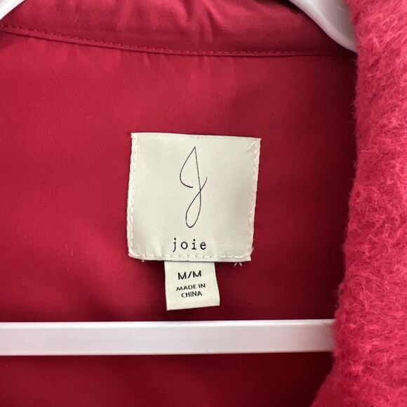 Joie Pink Flannel Gold Button Down Shacket Jacket Size medium - Picture 2 of 8